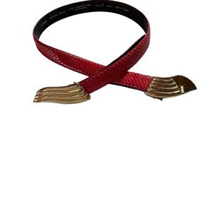 Genuine Snake Skin Liz Claiborne Vintage Belt Taiwan Large Red Adjustable